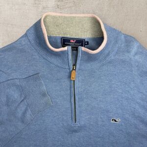 Vineyard Vines 1/4 Zip Sweatshirt Men’s Medium Blue Fleece Essentials Preppy